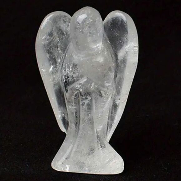 New! Natural Carved Clear Quartz Angel Harmony & Balance Stone - Picture 1 of 2